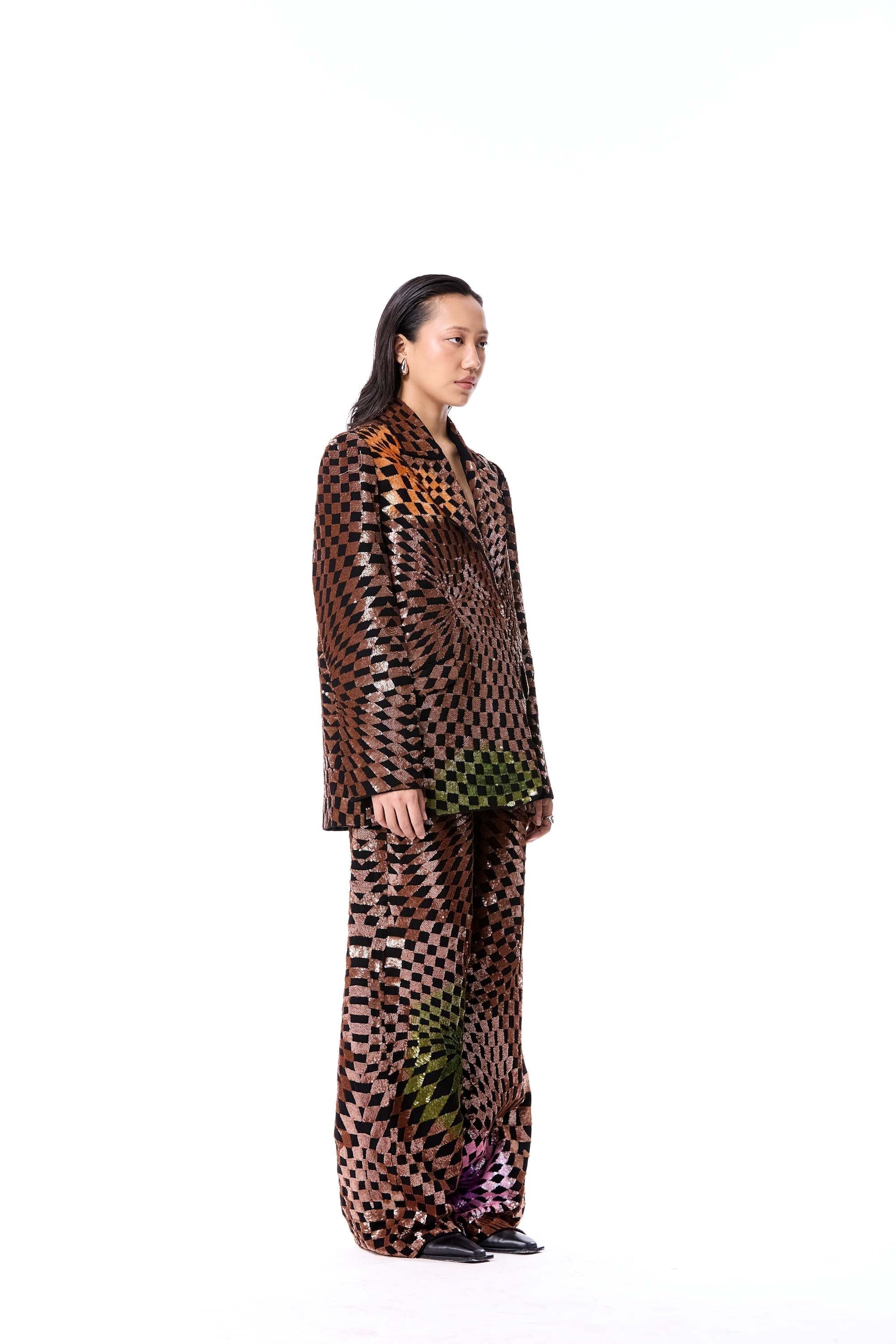 WARPED MATTER EMBELLISHED PANTS - Kanika Goyal Label