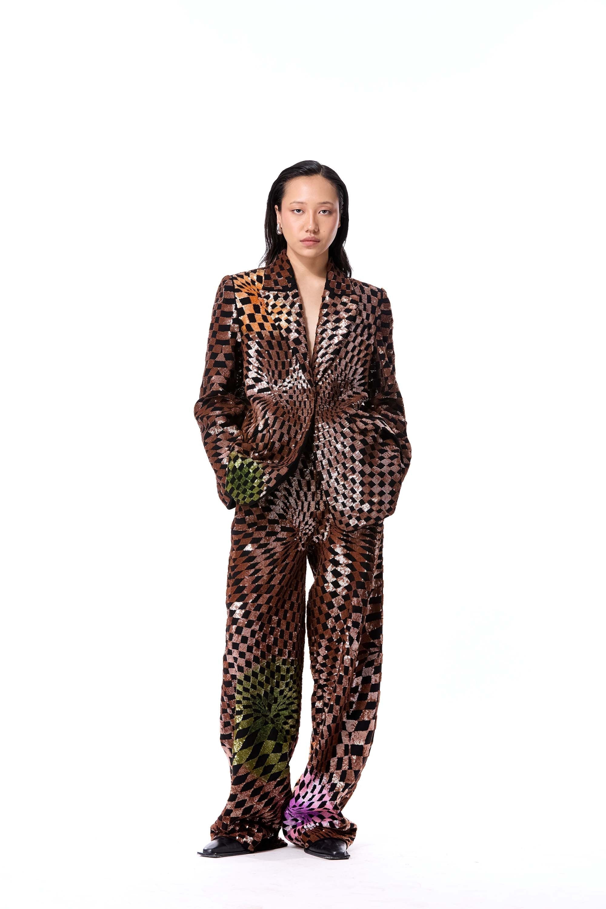 WARPED MATTER EMBELLISHED PANTS - Kanika Goyal Label