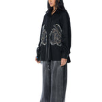 WARPED VINE' Denim Appliqué Shirt - Kanika Goyal Label