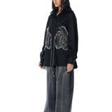 WARPED VINE' Denim Appliqué Shirt - Kanika Goyal Label