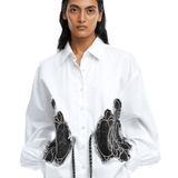 Warped Vine' Denim Appliqué Shirt - Kanika Goyal Label