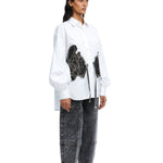 Warped Vine' Denim Appliqué Shirt - Kanika Goyal Label