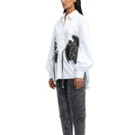 Warped Vine' Denim Appliqué Shirt - Kanika Goyal Label