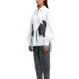 Warped Vine' Denim Appliqué Shirt - Kanika Goyal Label