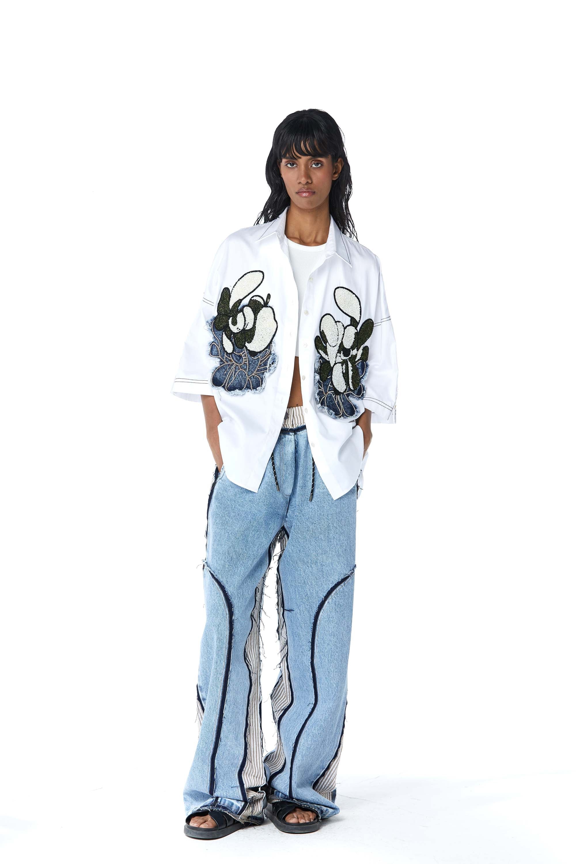 WARPED VINE' Dual Embellished Shirt - Kanika Goyal Label