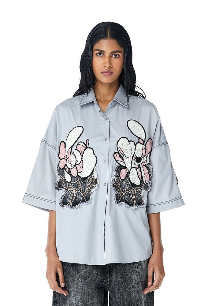 WARPED VINE' Dual Embellished Shirt - Kanika Goyal Label