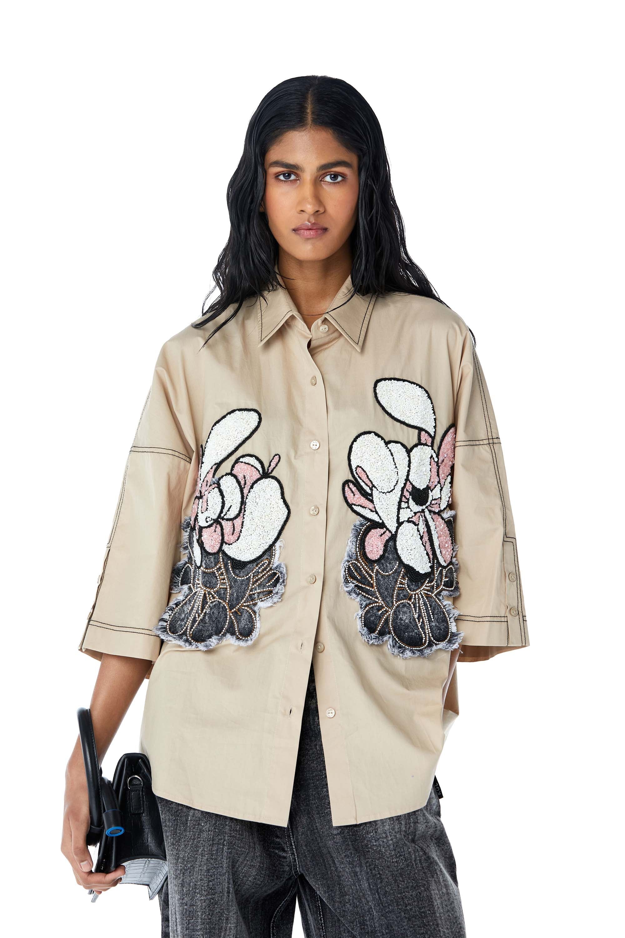 WARPED VINE' Dual Embellished Shirt - Kanika Goyal Label