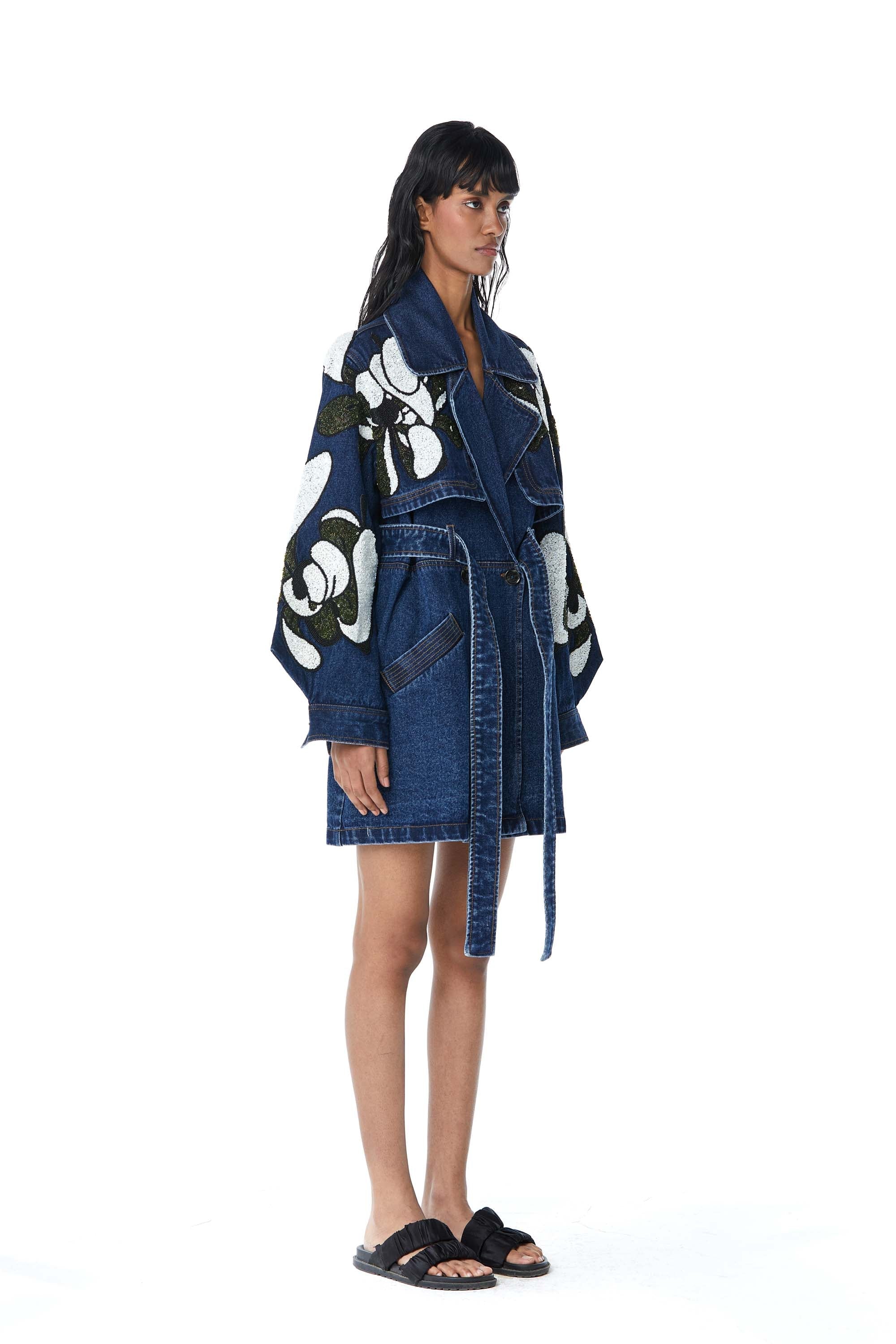 ‘WARPED VINE’ Embellished Trench - Kanika Goyal Label