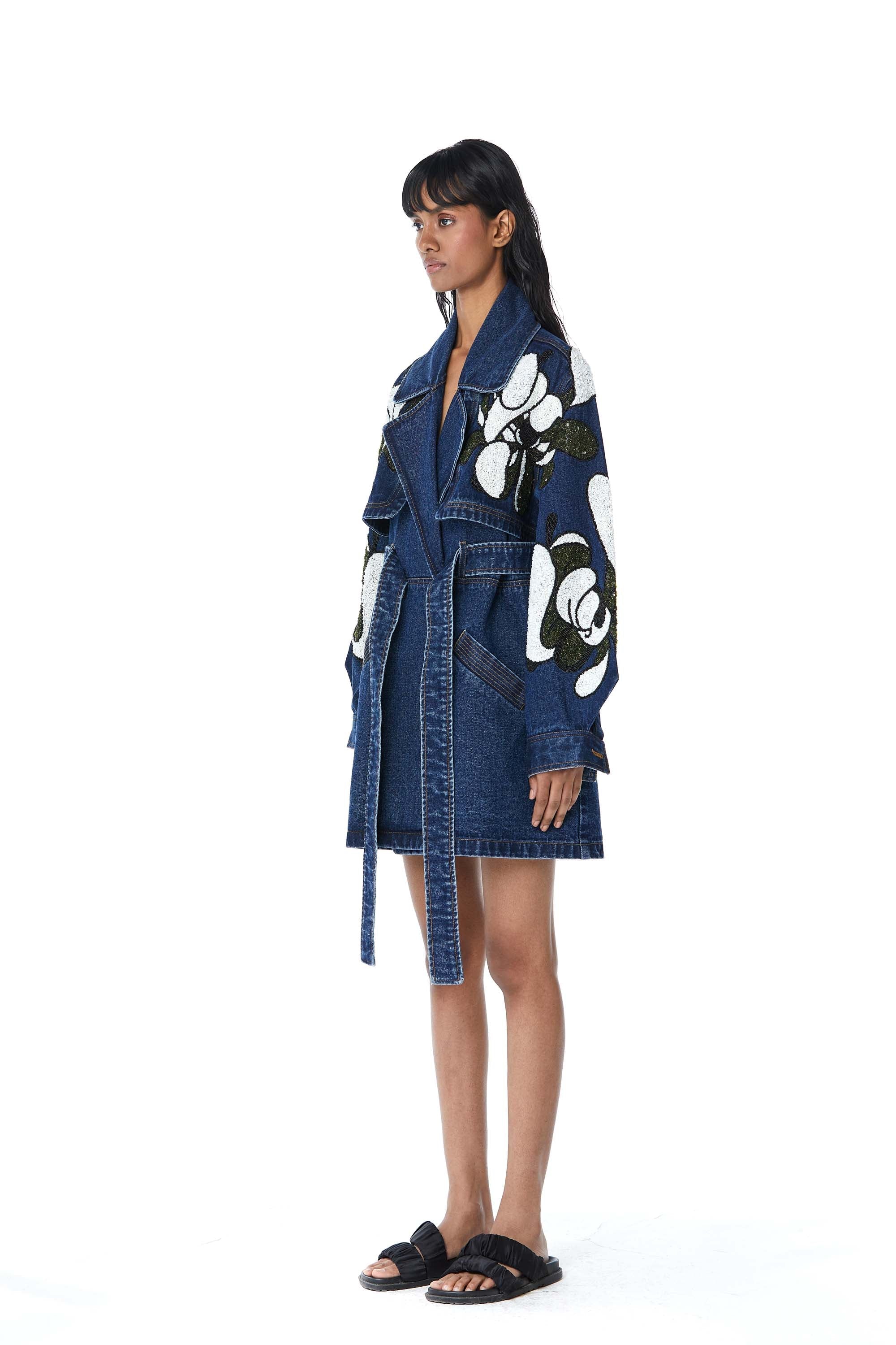 ‘WARPED VINE’ Embellished Trench - Kanika Goyal Label
