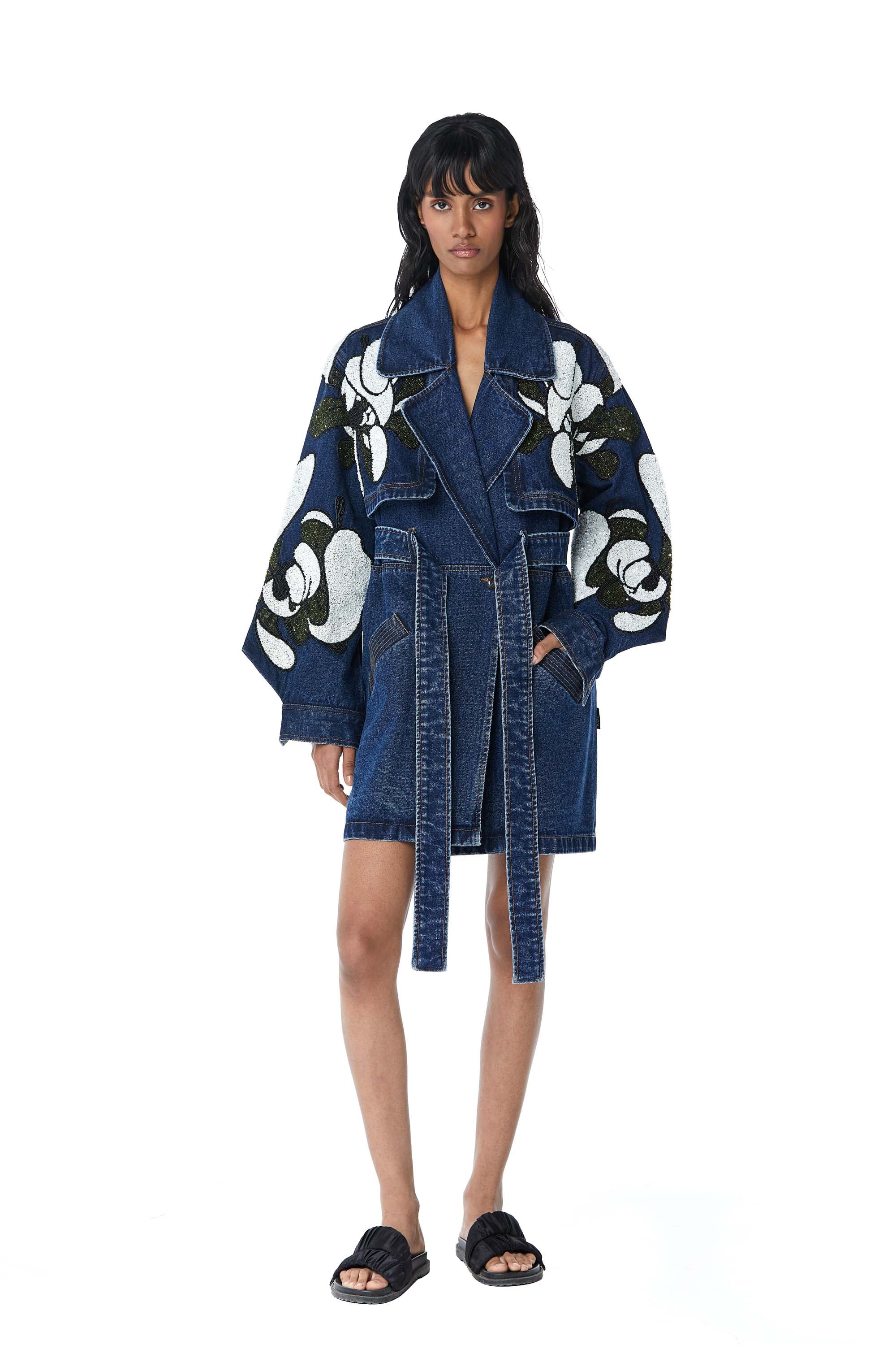 ‘WARPED VINE’ Embellished Trench - Kanika Goyal Label