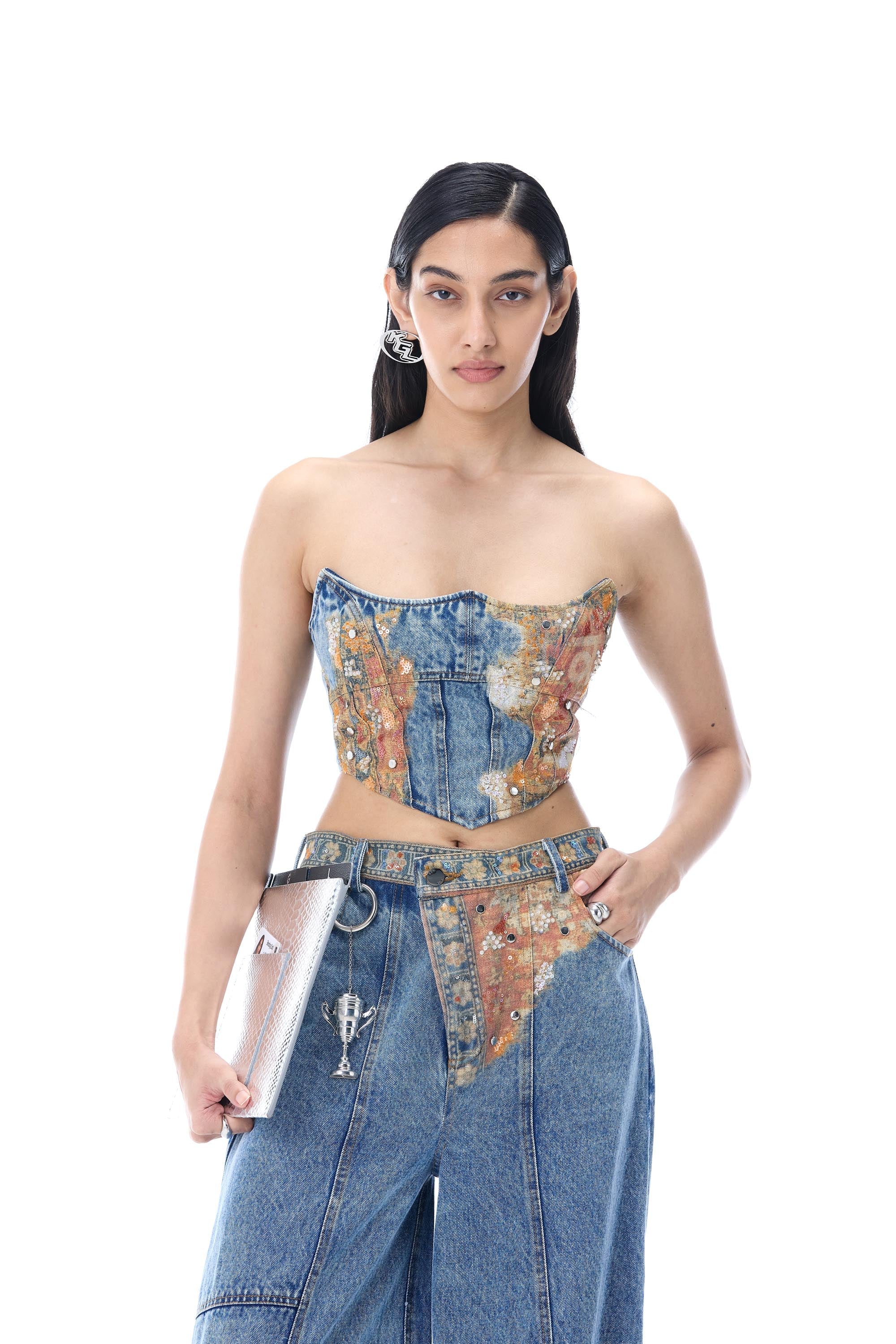 ‘WEAVETRACE’ CROSS OVER DENIM PANTS - Kanika Goyal Label