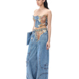 ‘WEAVETRACE’ CROSS OVER DENIM PANTS - Kanika Goyal Label