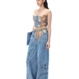 ‘WEAVETRACE’ CROSS OVER DENIM PANTS - Kanika Goyal Label