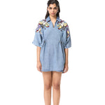 'WYSTERIA' EMBELLISHED DENIM DRESS - Kanika Goyal Label
