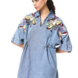 'WYSTERIA' EMBELLISHED DENIM DRESS - Kanika Goyal Label