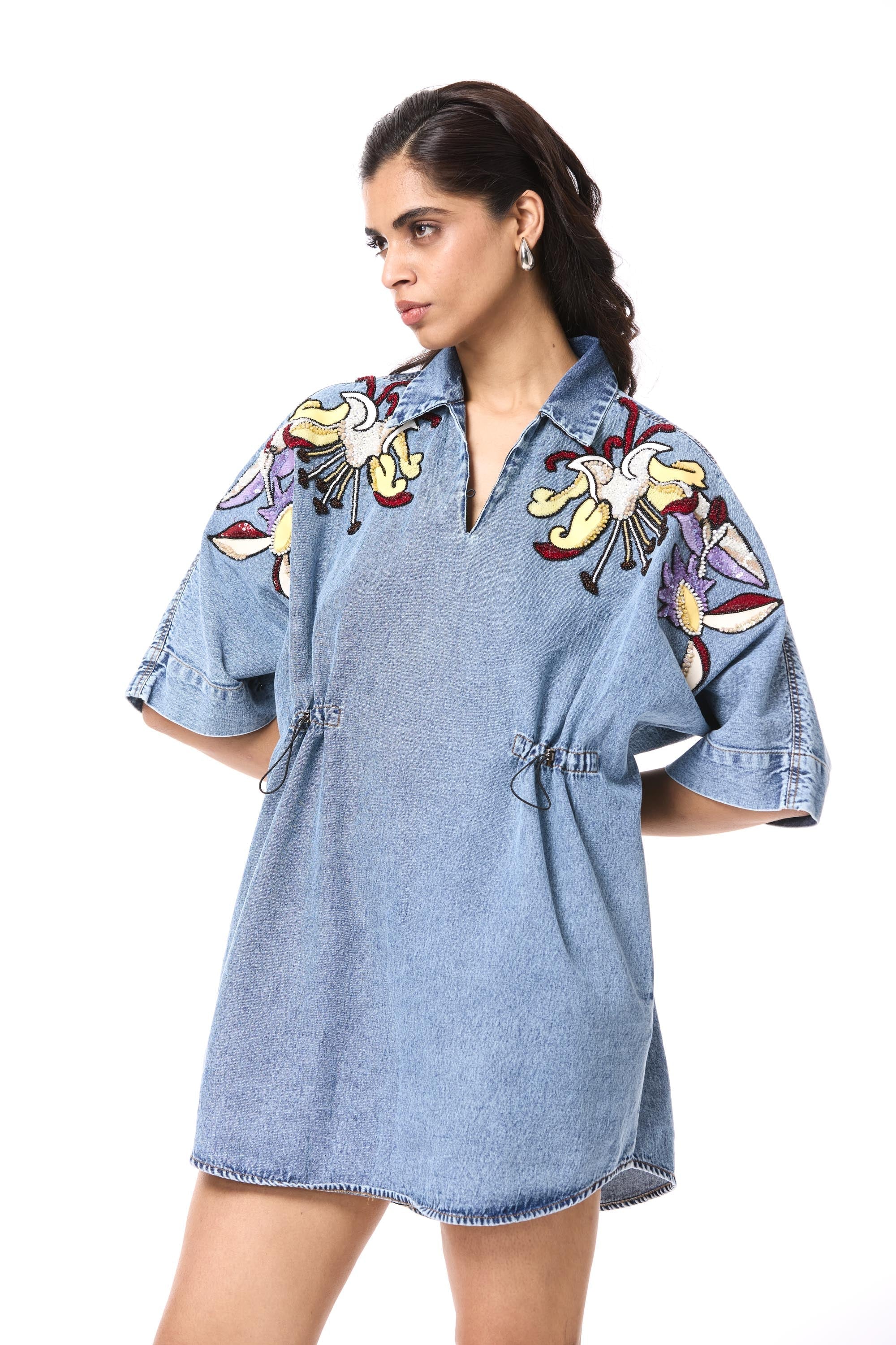 'WYSTERIA' EMBELLISHED DENIM DRESS - Kanika Goyal Label