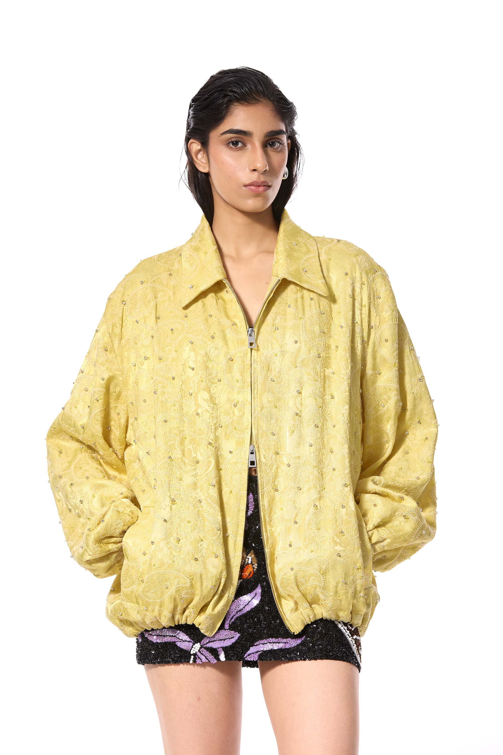 ZELOR' EMBELLISHED BOMBER - Kanika Goyal Label