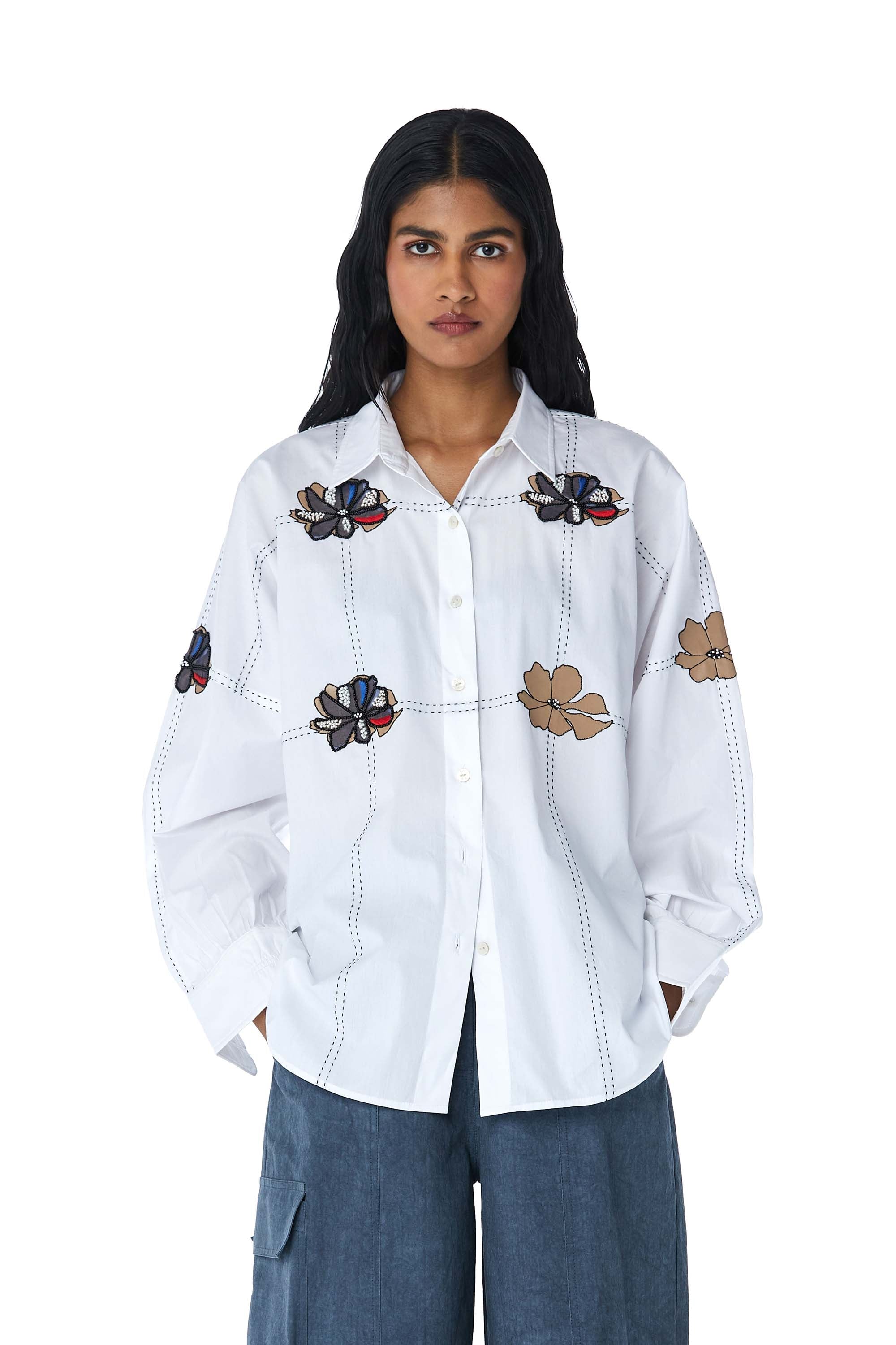 ‘ZYLA’ Appliquè Shirt - Kanika Goyal Label