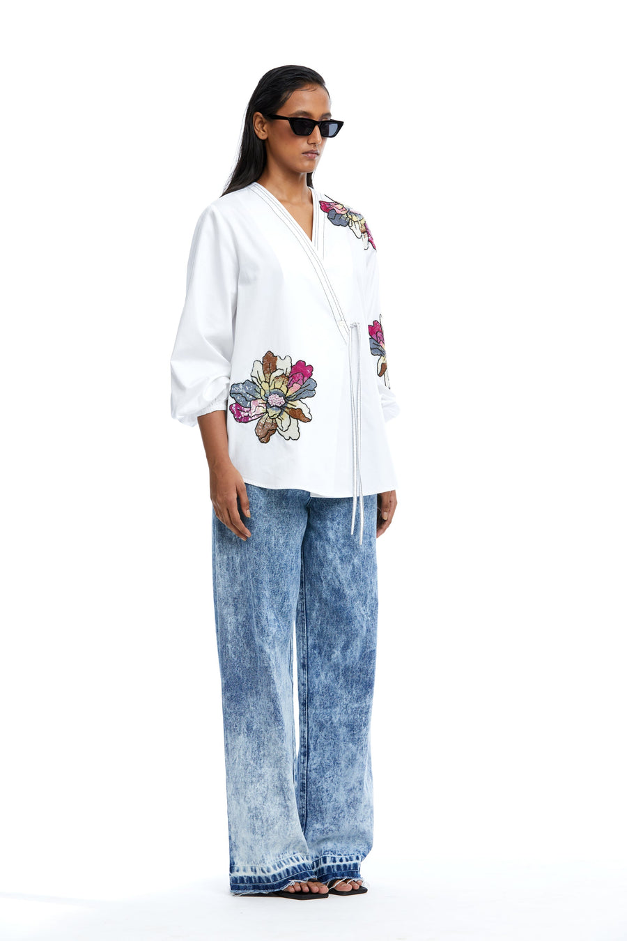 'Ayla' Embellished Wrap Shirt - Kanika Goyal Label