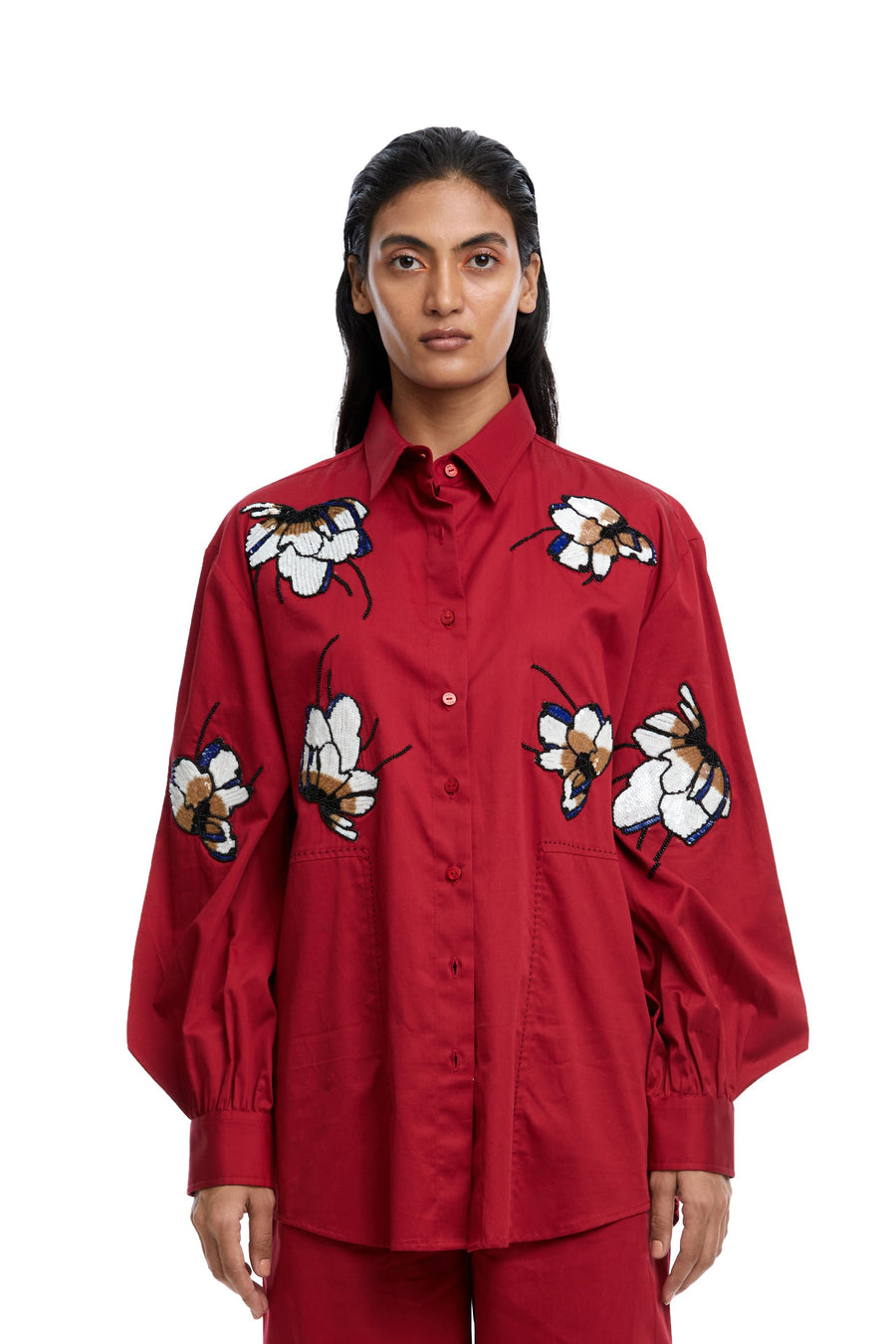 'Clover' Scatter Hand Embellished Shirt - Kanika Goyal Label