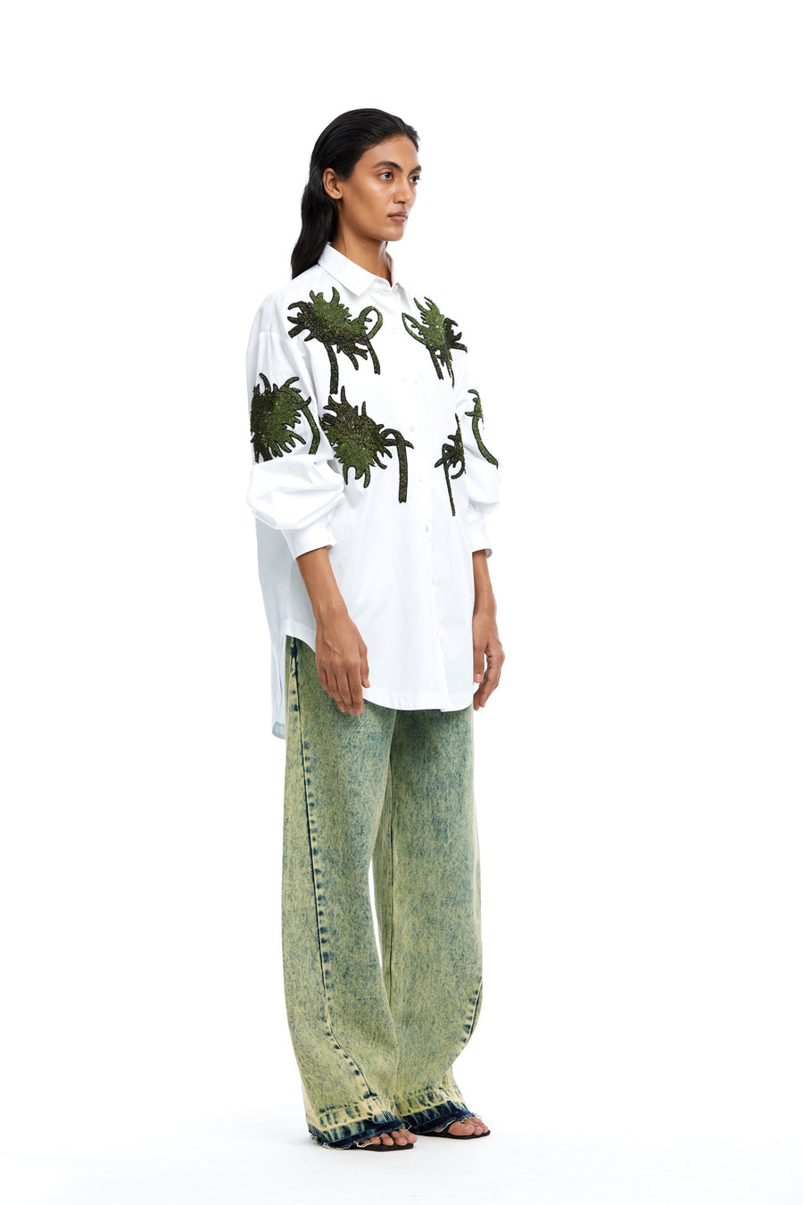 'Fiery Bloom' Hand Embellished Shirt - Kanika Goyal Label