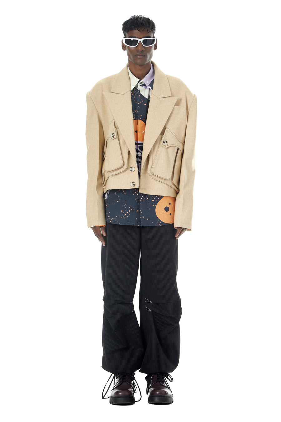 Herringbone Wool Jacket with Double Gusset Pockets - Kanika Goyal Label