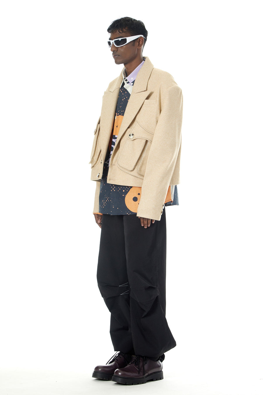 Herringbone Wool Jacket with Double Gusset Pockets - Kanika Goyal Label