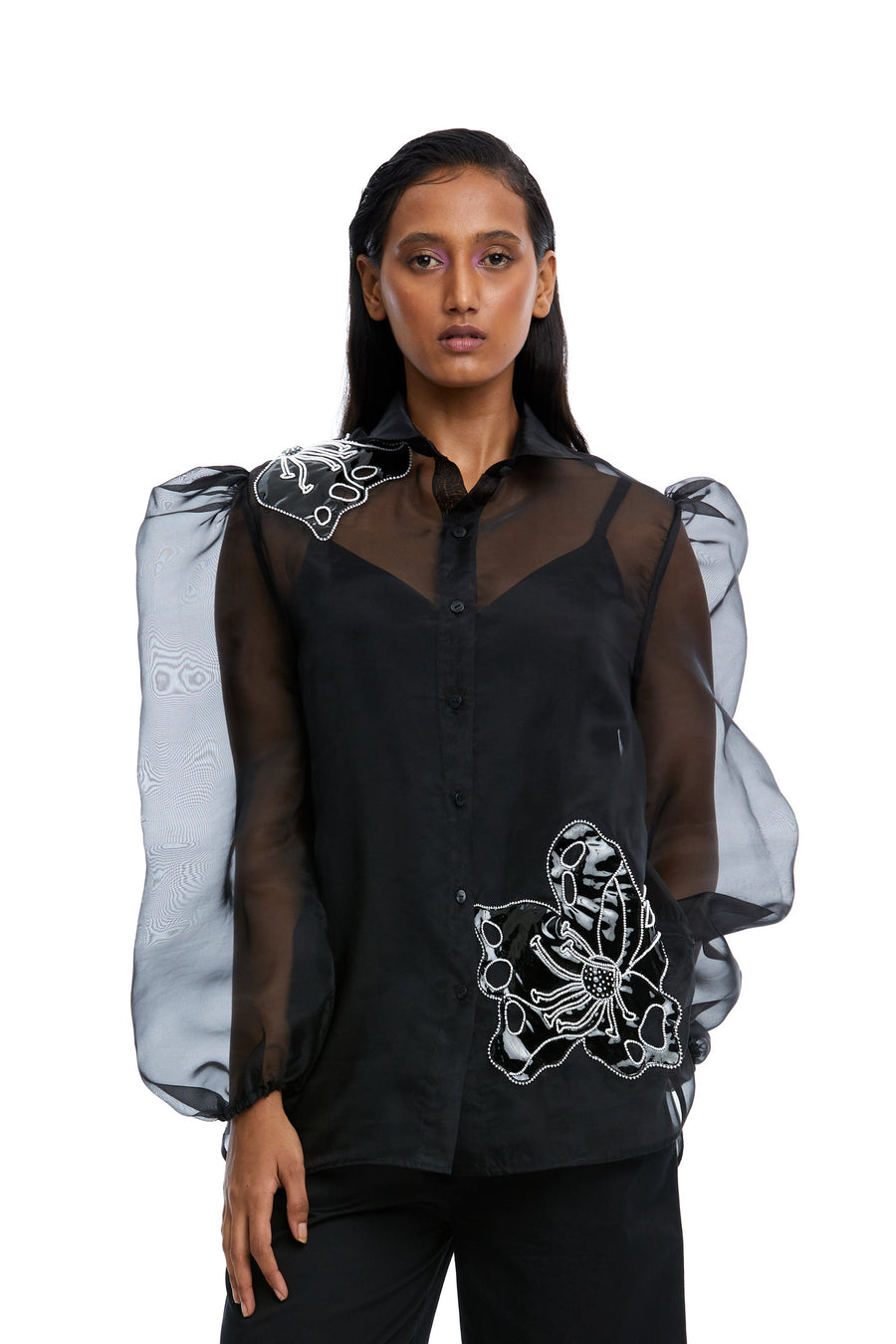'Luna' Embellished Organza Shirt - Kanika Goyal Label