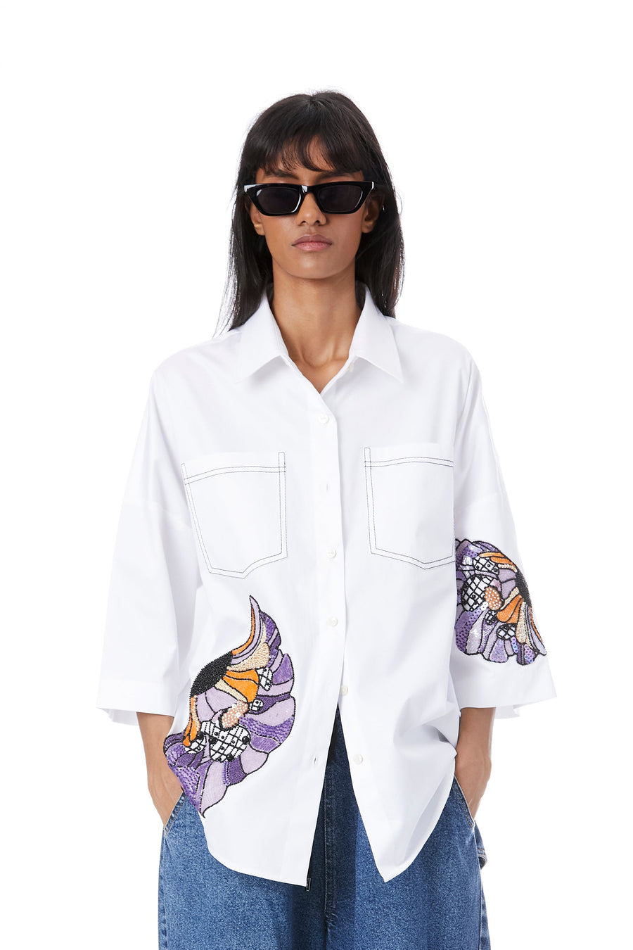 'Poppies Summer' Hand-Embellished Shirt - Kanika Goyal Label