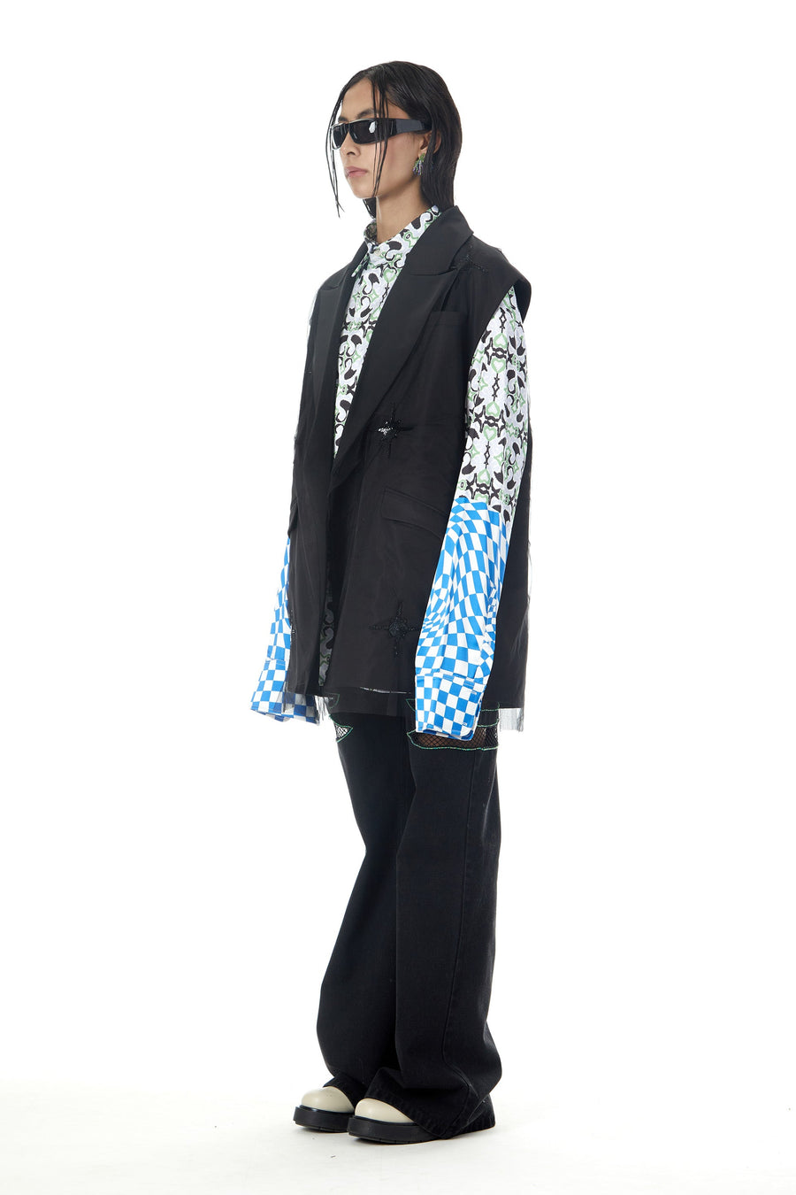 'Starry' Draped Tulle Sleeveless Blazer - Kanika Goyal Label
