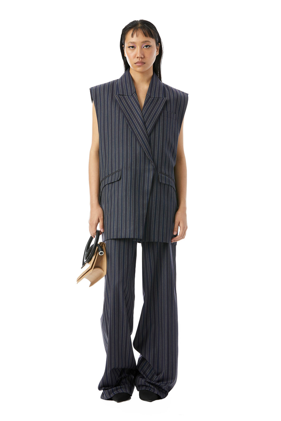 Striped Sleeveless Blazer - Kanika Goyal Label