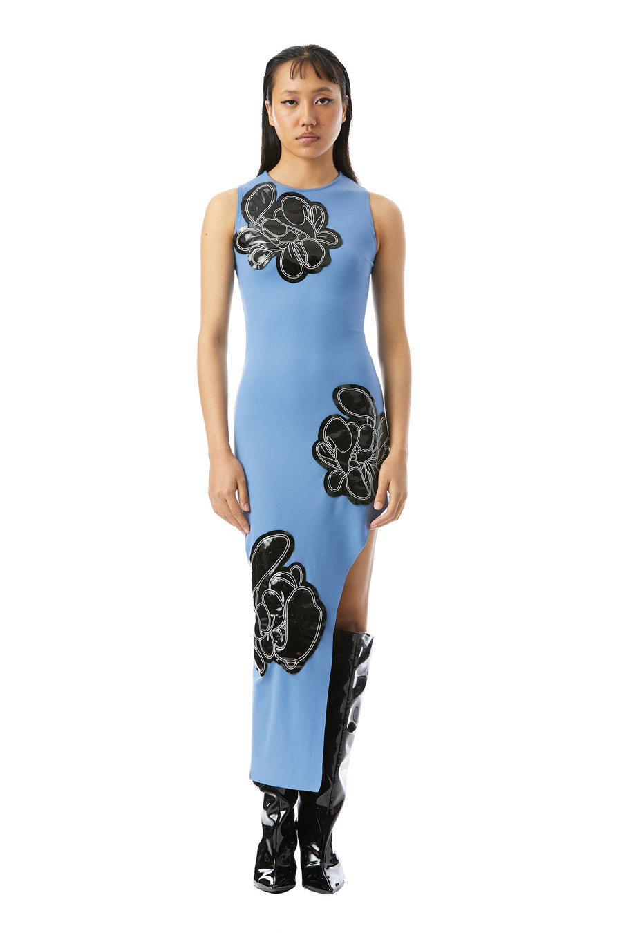 'Warped Vine' Appliqué Slit Dress - Kanika Goyal Label