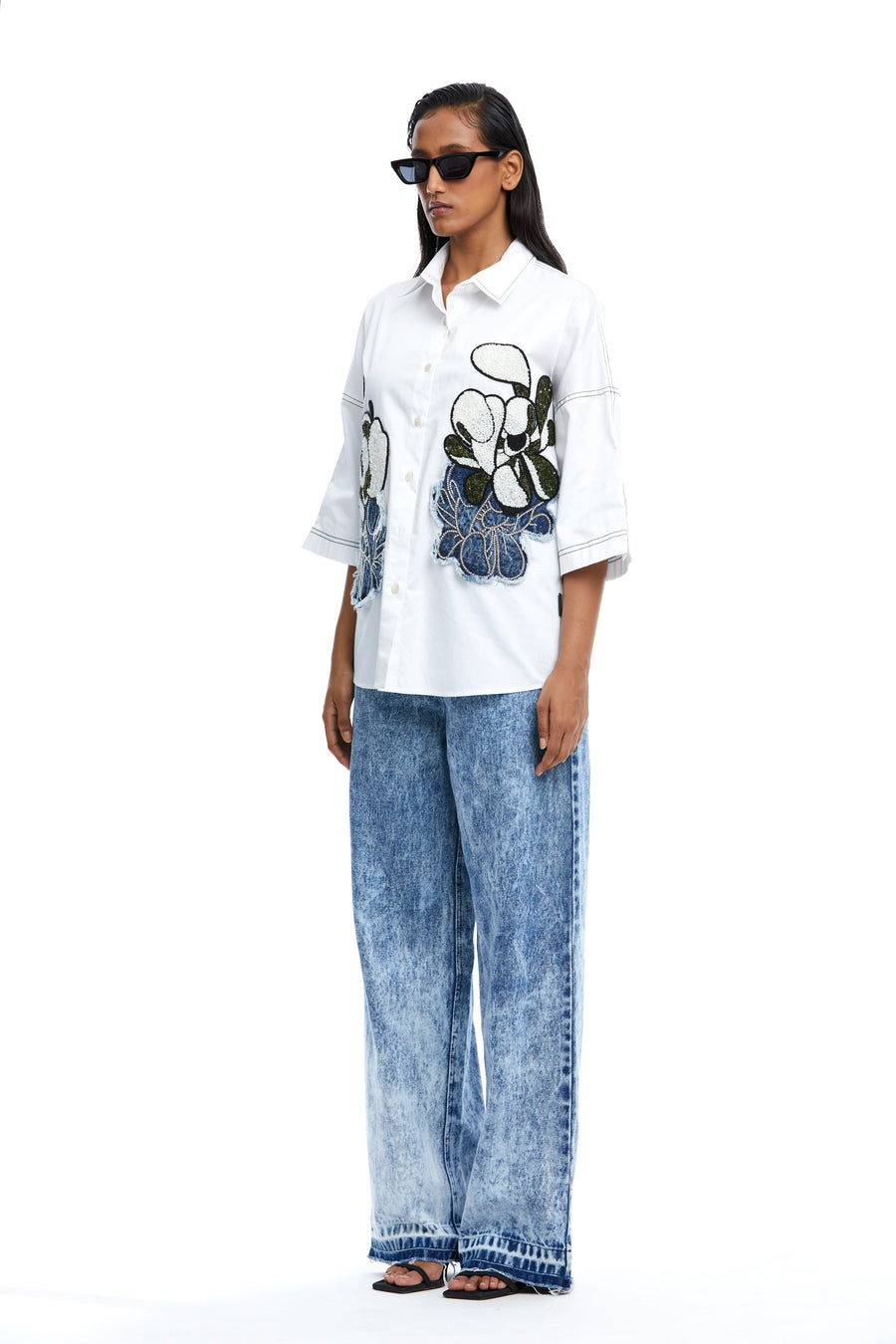'Warped Vine' Dual Embellished Shirt - Kanika Goyal Label